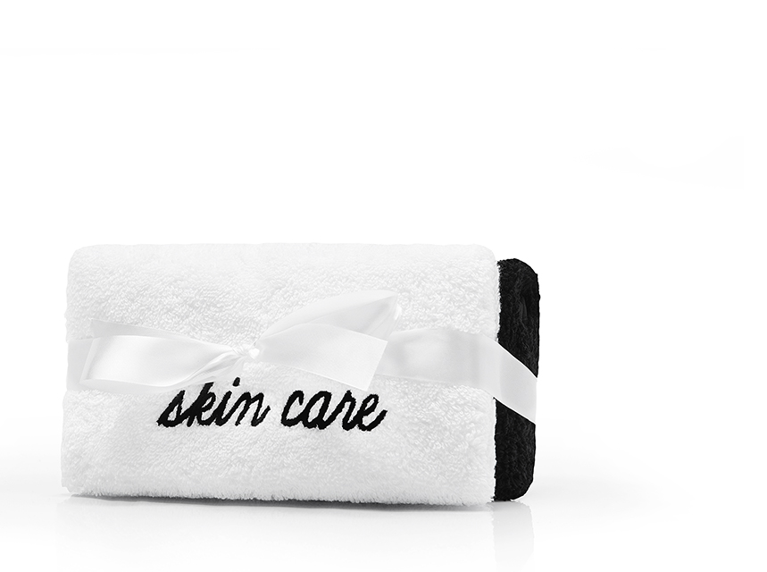 Black skin white online towels